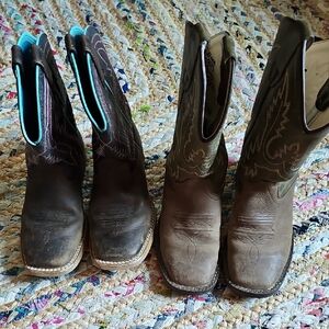 Ariat Brown and Blue Kids Western Boots
